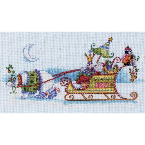 (image for) Snow Bear & Sleigh Counted Cross Stitch Kit